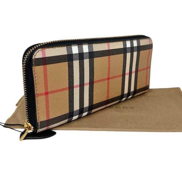 NWT BURBERRY Ellergy Check Canvas Zip Around Continental Wallet; 100% Authentic - Picture 3 of 5